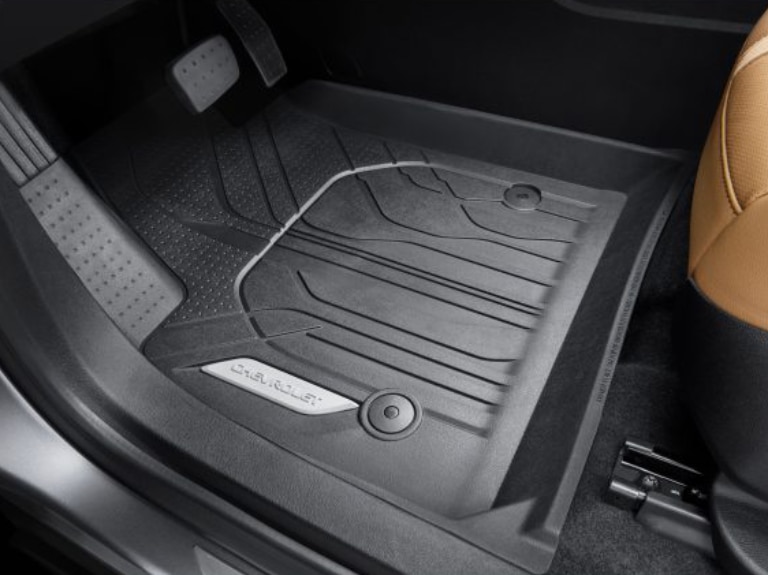 First-Row Premium All-Weather Floor Liner in Jet Black with Chevrolet Script/