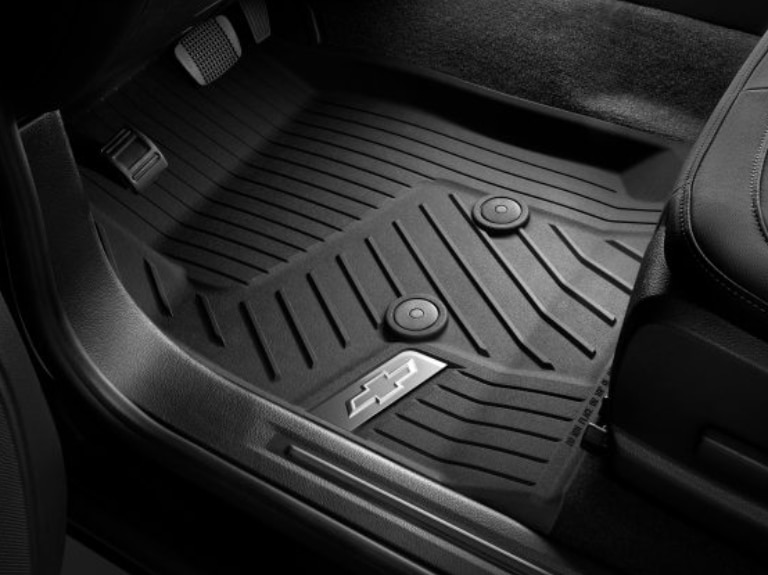First-Row Premium All-Weather Floor Liners in Jet Black with Chrome Bowtie Logo/
