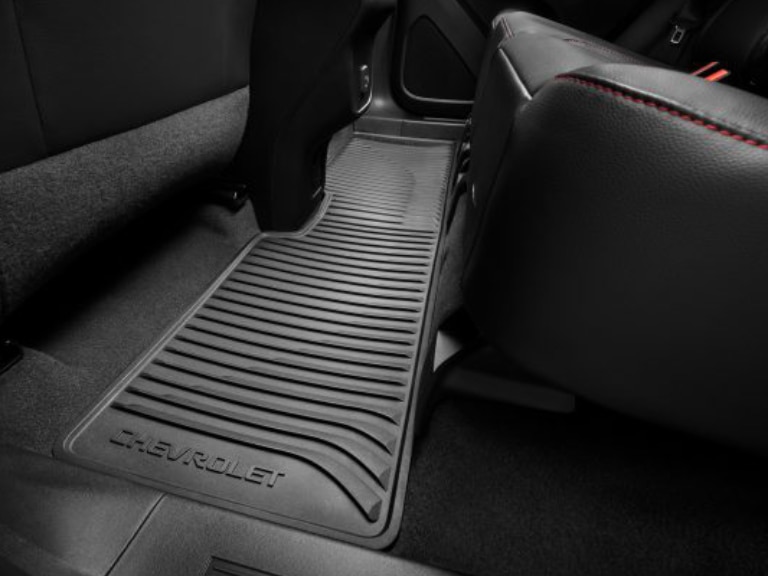Second-Row One-Piece Premium All-Weather Floor Mat in Black with Chevrolet Script/