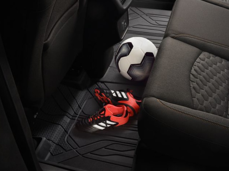 Second-Row Interlocking Premium All-Weather Floor Liners in Jet Black/