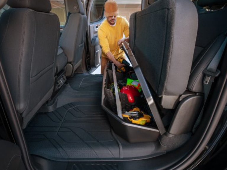 Crew Cab Second-Row Interlocking Premium All-Weather Floor Liner in Jet Black/