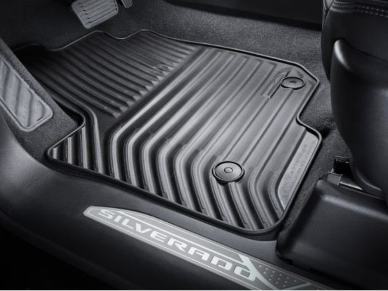 Front Door Sill Plates with Jet Black Surround and Silverado Script/