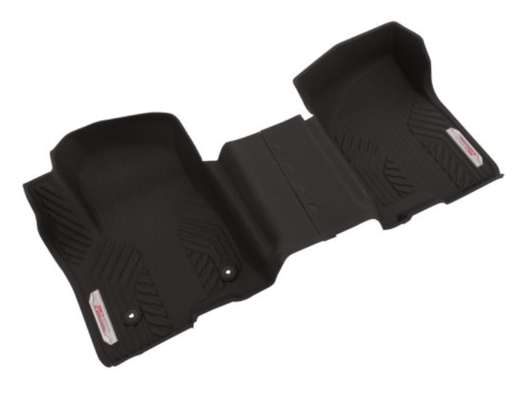 First-Row Interlocking Premium All-Weather Floor Liners in Jet Black with Chrome Z71 Logo (for Models without Center Console)/