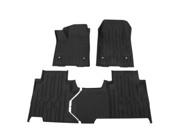 First- and Second-Row Premium All-Weather Floor Liners in Jet Black with Bowtie Logo/