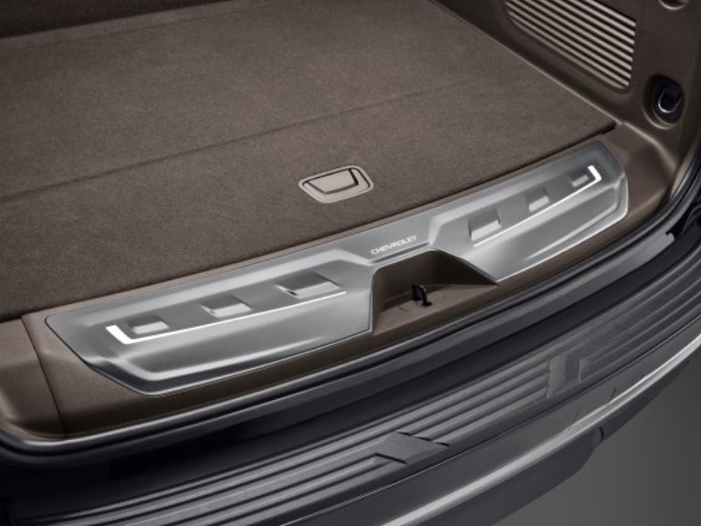 Illuminated Cargo Sill Plate in Dark Atmosphere with Chevrolet Script/