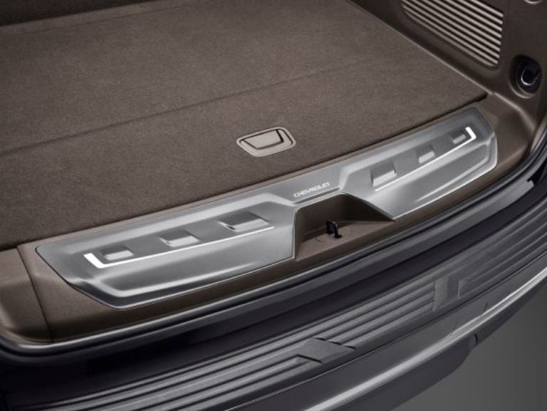 Illuminated Cargo Sill Plate in Dark Atmosphere with Chevrolet Script/