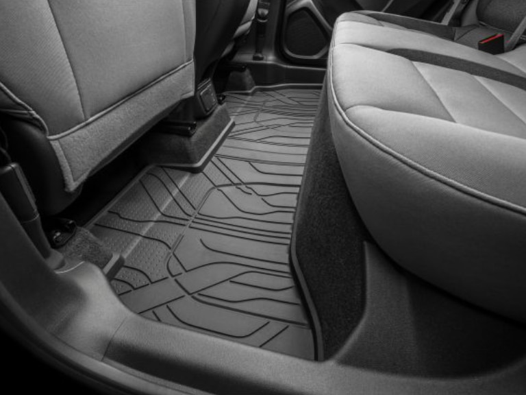 First- and Second-Row Premium All-Weather Floor Liners in Jet Black with Chevrolet Script for FWD Models/
