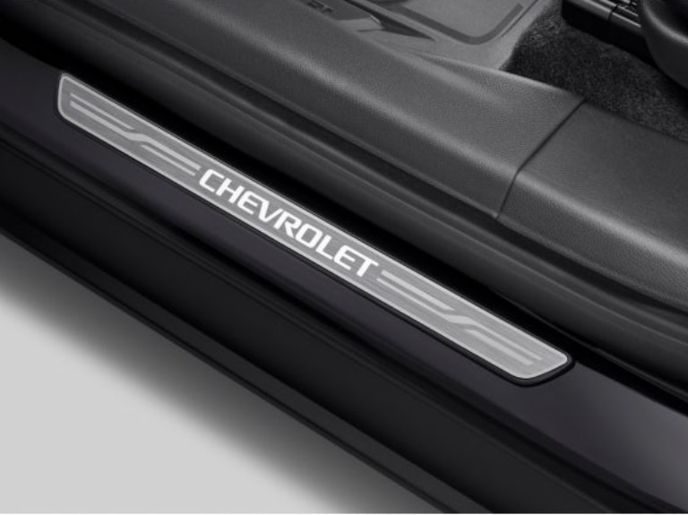 Illuminated Front Door Sill Plates in Stainless Steel with Chevrolet Script/