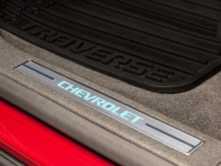 Illuminated Front Door Sill Plates with Titanium Surround and Chevrolet Script/
