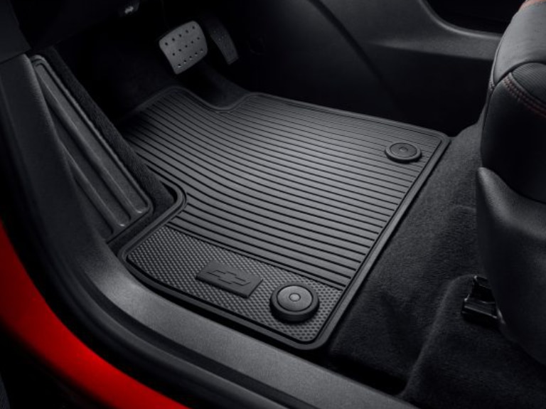 First-Row All-Weather Floor Mats in Jet Black with Bowtie Logo/