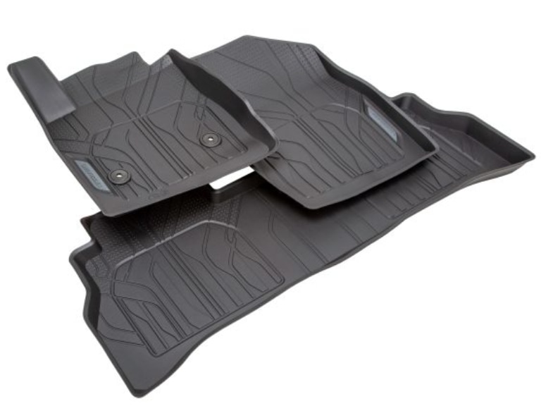 First- and Second-Row Premium All-Weather Floor Liners in Black with Chevrolet Script/