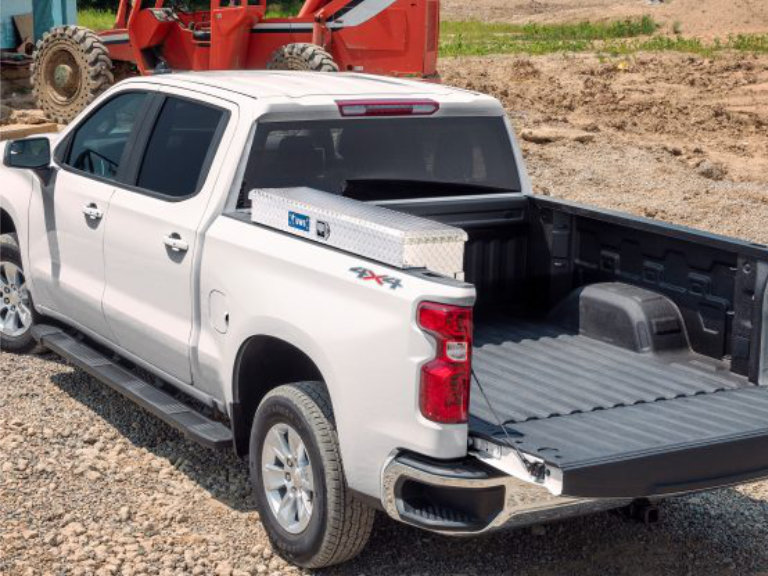 Chevrolet Silverado side toolbox in truck bed